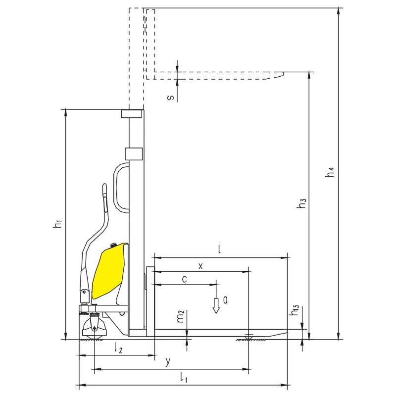 Poluelektrični paletni slagač PEVV10/PEVV15, visina dizanja 1600–3500 mm